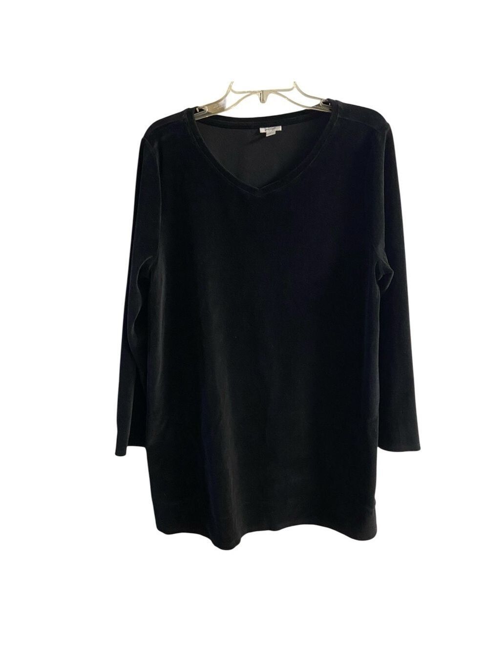 J Jill pure Jill velour tunic top Classic Black Long Sleeve Large